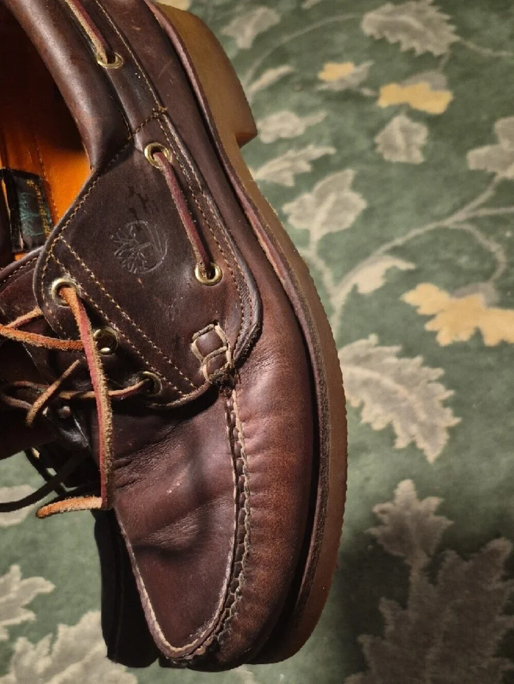 Timberland Dark Brown Leather Moc Toe Boat Shoes